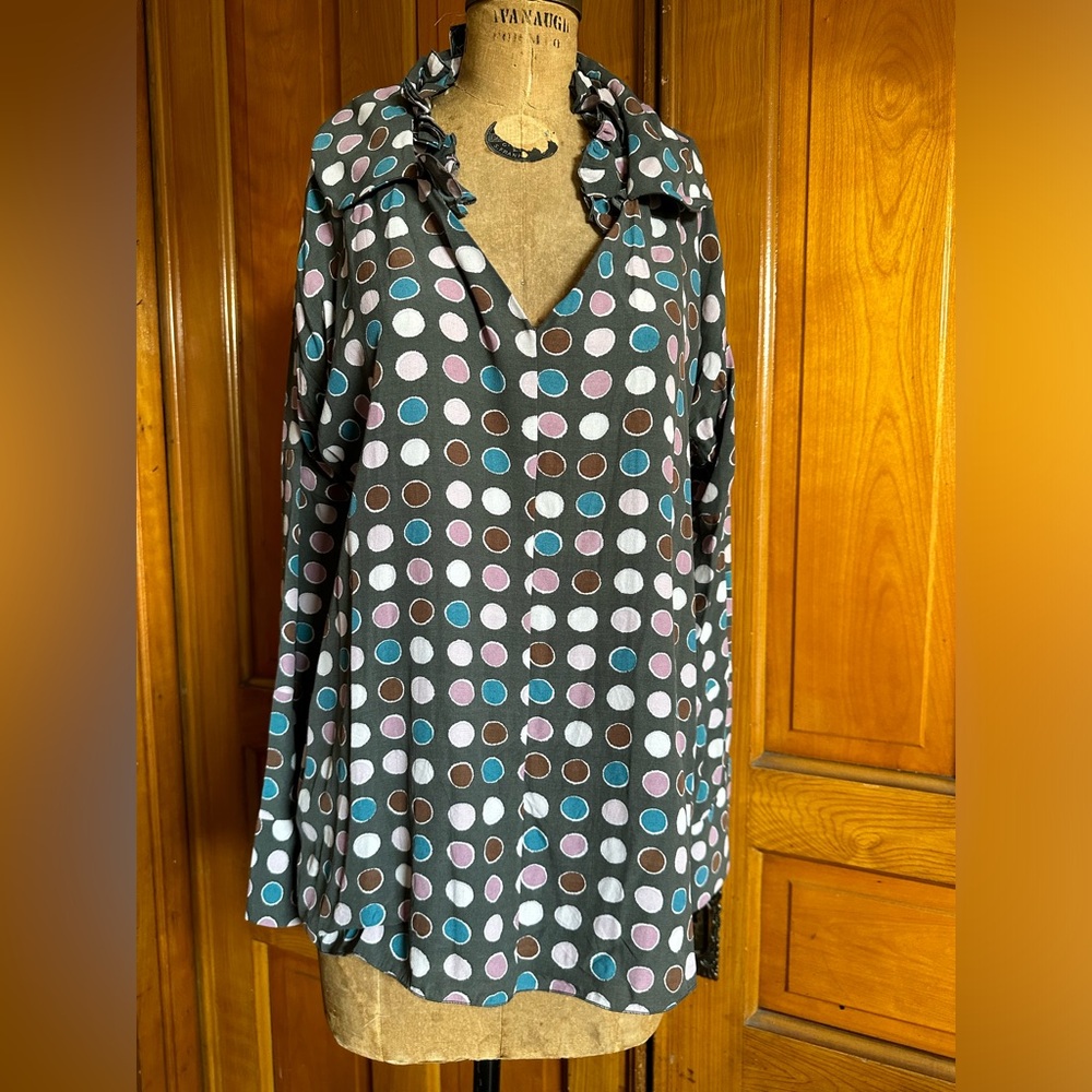 Marni silk designer top made in Italy sz medium to large polka dot print - Picture 2 of 8